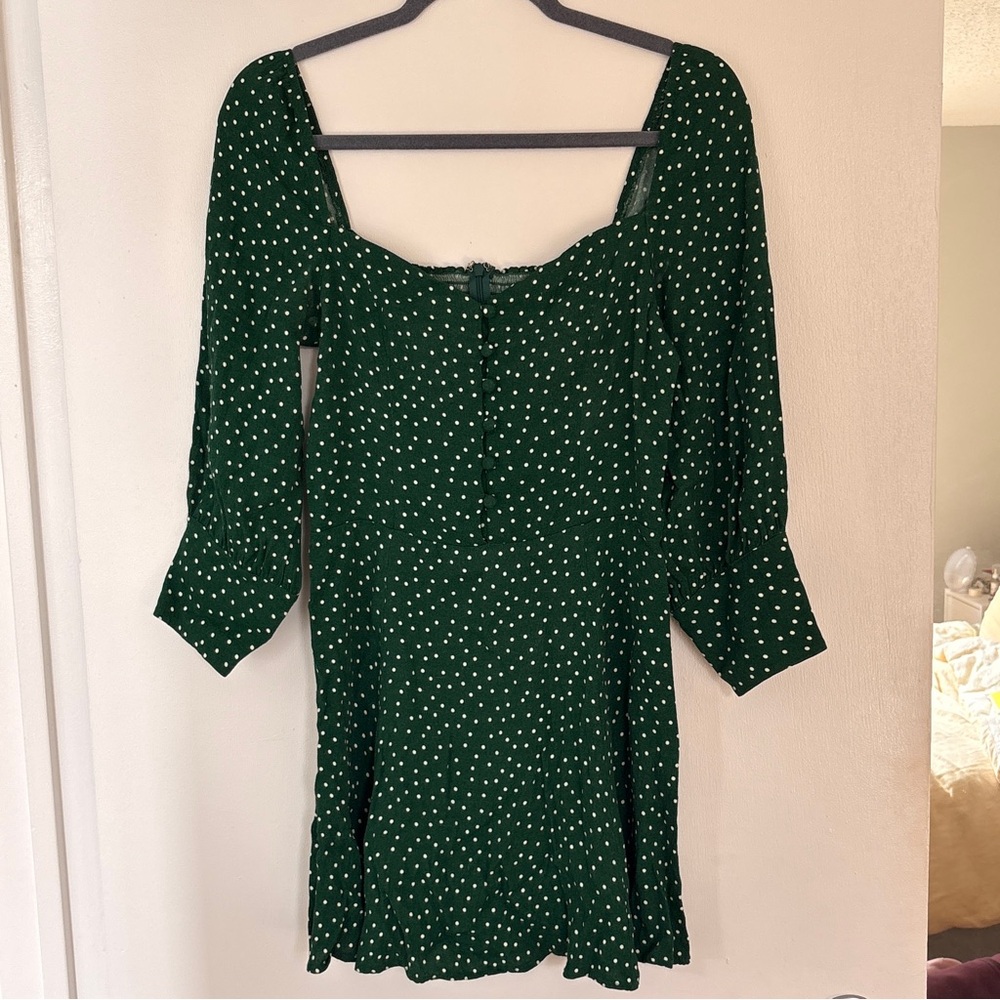 REFORMATION | Emerald polka dot dress | Sz 10